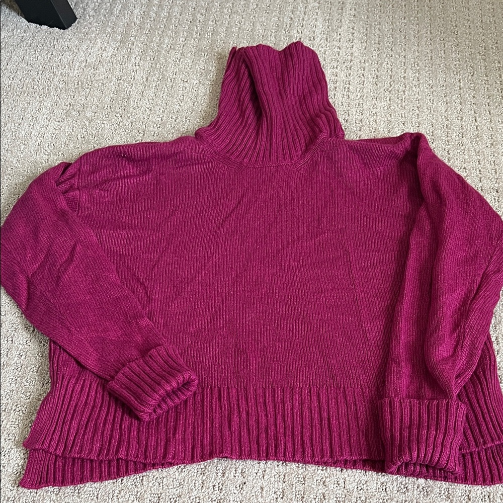 Anthropologie Magenta Cowl Neck Sweater